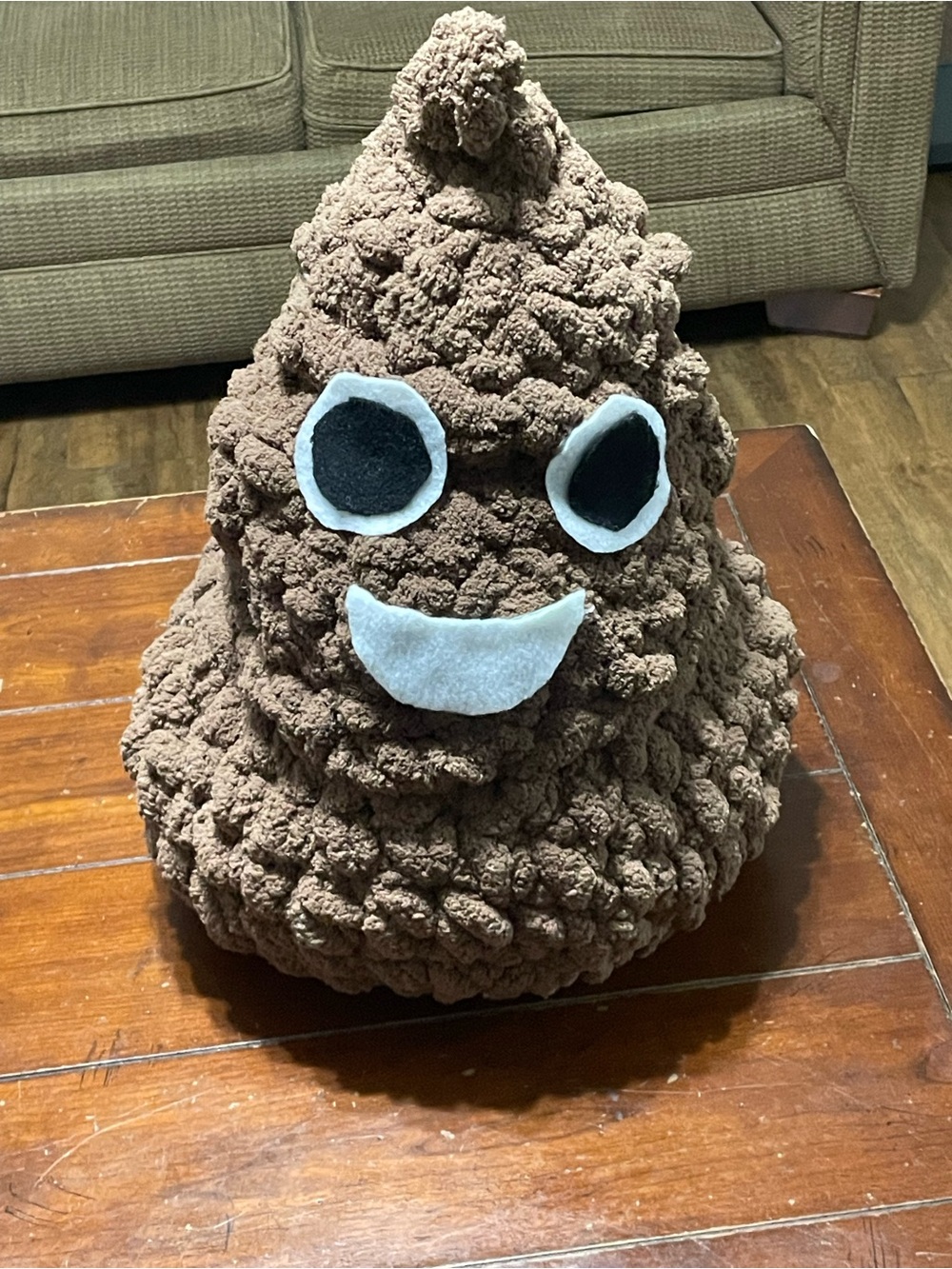 Handmade Plush Poop Emoji crochet Pillow - Brown